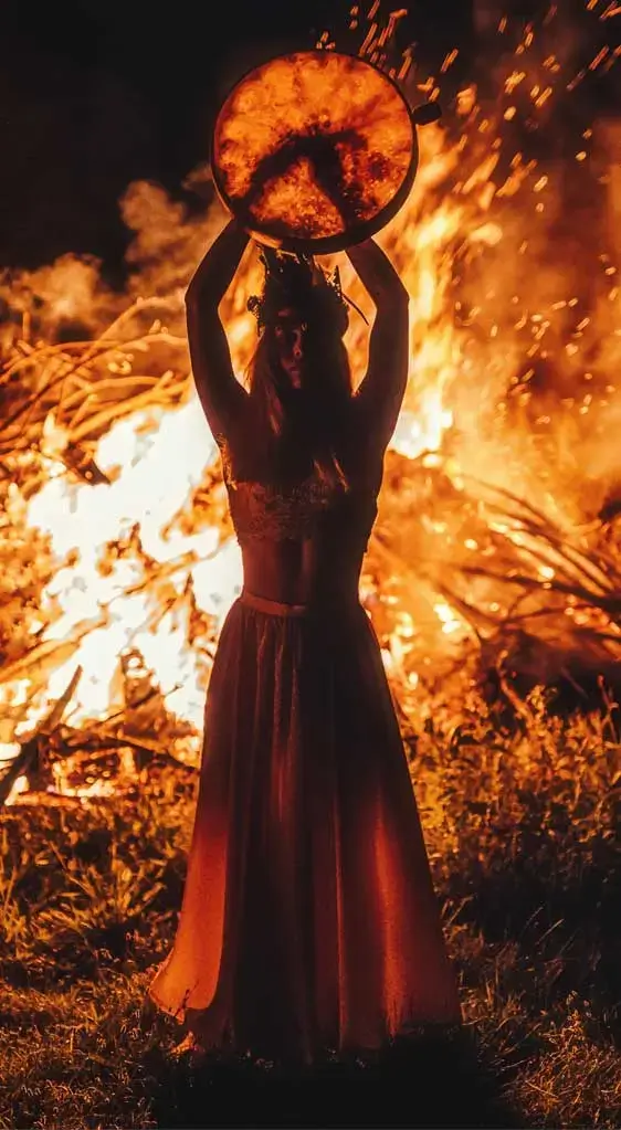 Vision als Berufung Webinar: kraftvolle Frau vor Feuer