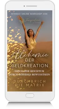 Smartphone-Mockup des Online Intuitions Programms "Alchemie der Geldkreation"